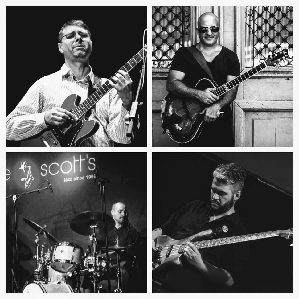 MÚSICOS. Arriba aparecen Julio González Goytía y Juampy Juárez; y abajo, Juan Escalante y Milton Arias. Prensa Ente Cultural.-