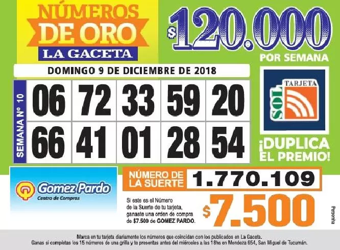 Los Números de Oro de LA GACETA