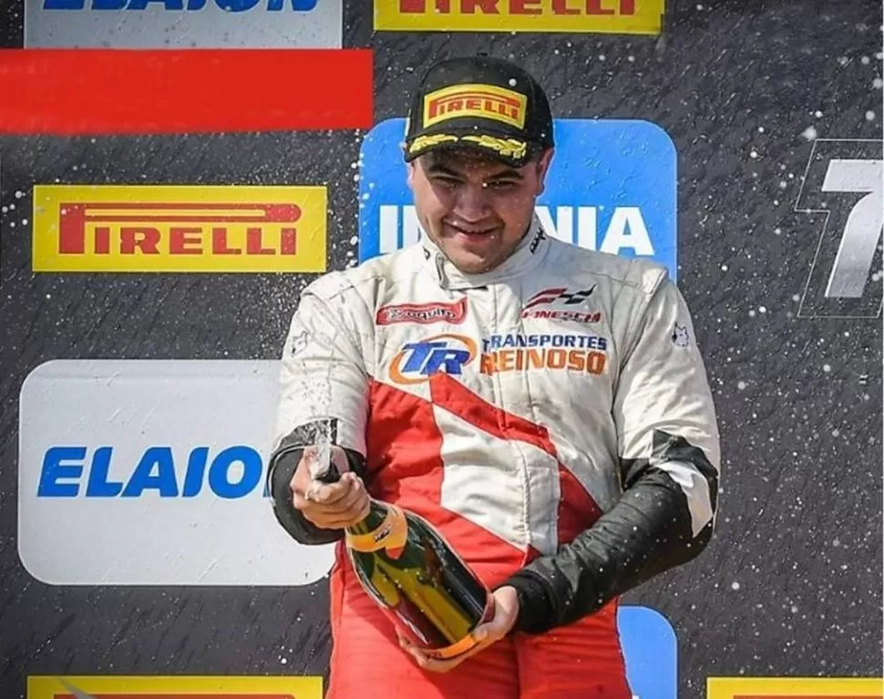 LINDO MOMENTO. Braian Reinoso festeja su ubicación final en la carrera que dio inicia a la última fecha de la temporada. foto de braian reinoso oficial 