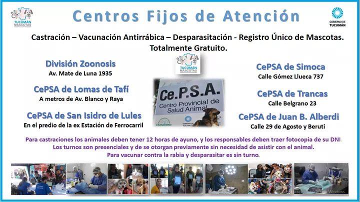 CENTROS PROVINCIALES DE SALUD ANIMAL. Los distintos puntos disponibles en la provincia para llegarse al más cercano.