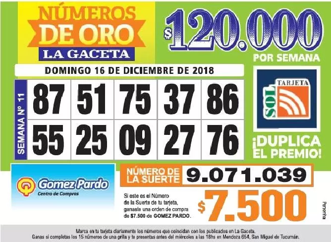 Los Números de Oro de LA GACETA