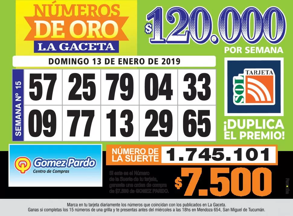 Los Números de Oro de LA GACETA