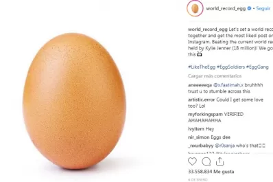 La foto de un huevo batió récord de likes en Instagram