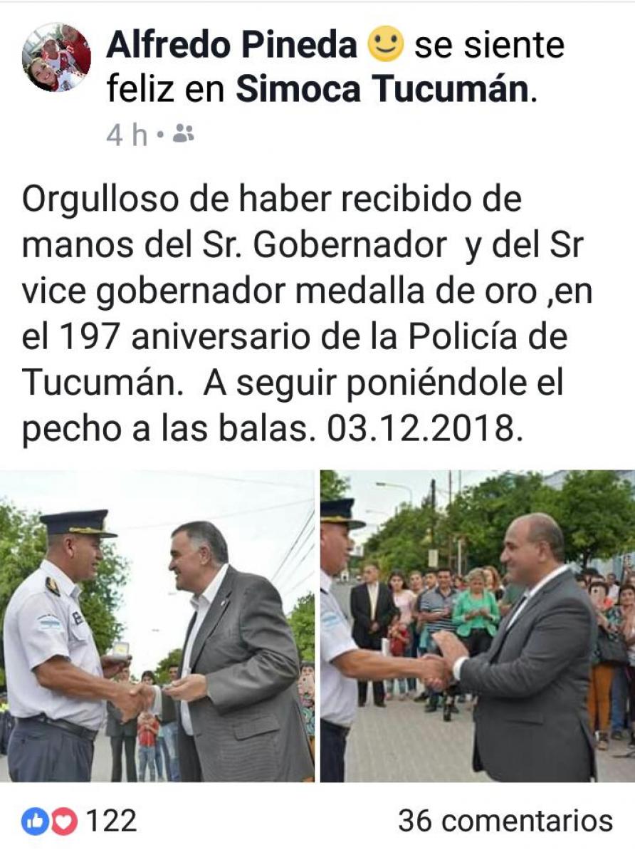 El comisario detenido por robar cables había recibido una medalla de oro en diciembre 