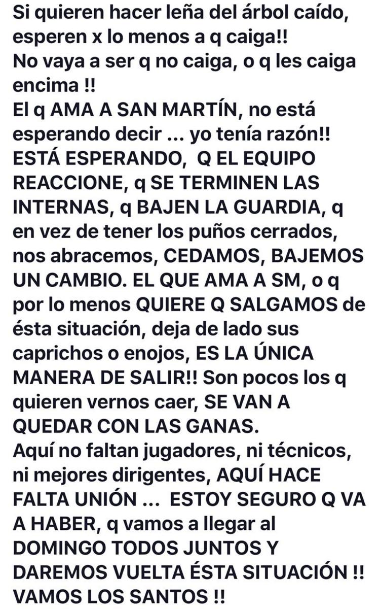 ANÓNIMO. El mensaje viral que circula en las redes sociales.