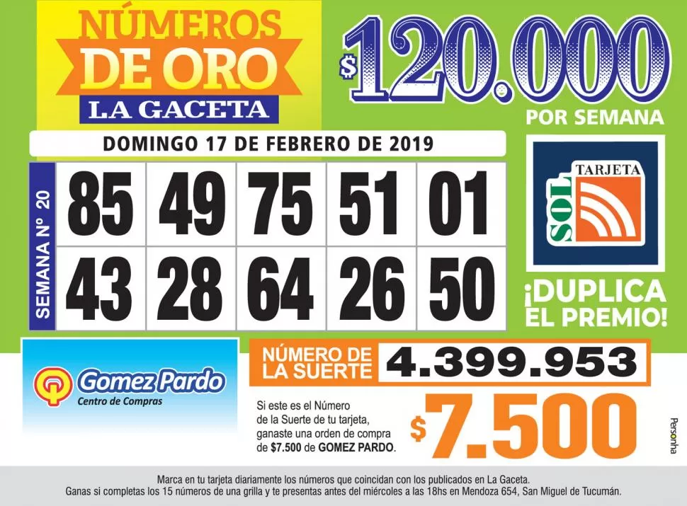 Los Números de Oro de LA GACETA