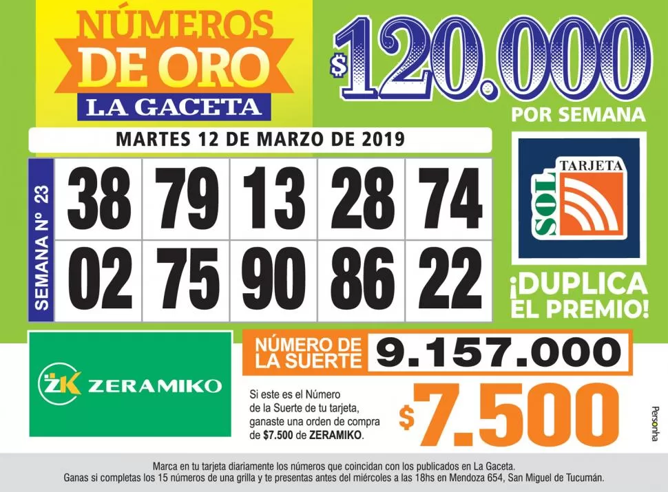 Los Números de Oro de LA GACETA