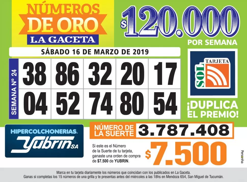 Los Números de Oro de LA GACETA