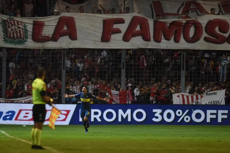 FESTEJO. El cordobés Emanuel Reynoso grita su decisivo gol, que tuvo una concepción exquisita. la gaceta / foto de diego aráoz