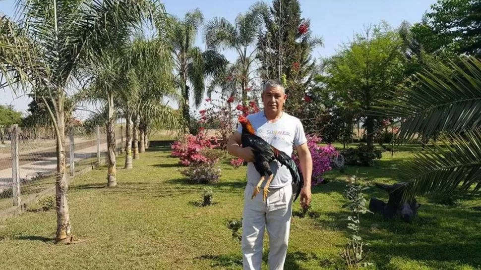 EN SU REFUGIO. Pineda, que criaba gallos de riñas, en la quinta “La Soñada”. 