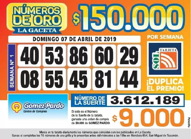 Los Números de Oro de LA GACETA