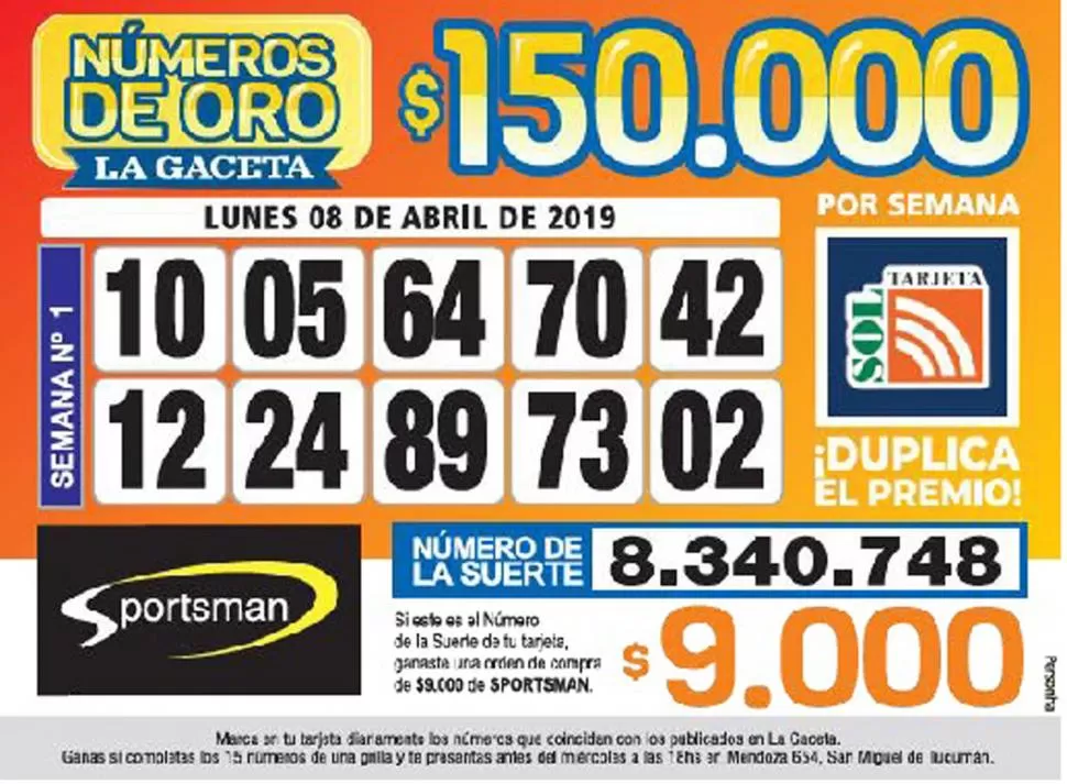 Los Números de Oro de LA GACETA