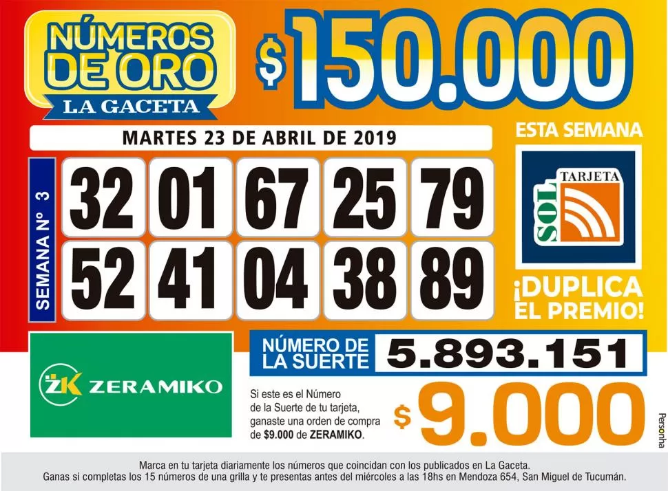 Los Números de Oro de LA GACETA