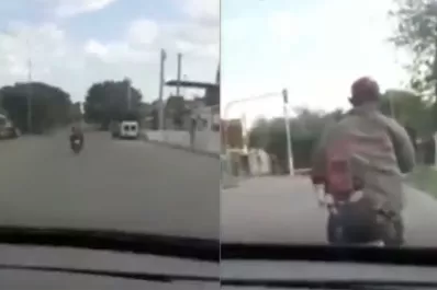 Persiguió en el auto con sus hijos a un motociclista al que acusaba de robarle