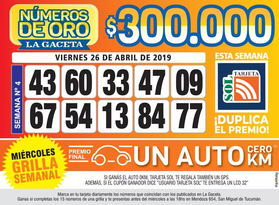 Los Números de Oro de LA GACETA