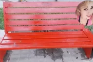 Vandalizaron el banco rojo que recordaba a Ornella Dottori en Alberdi