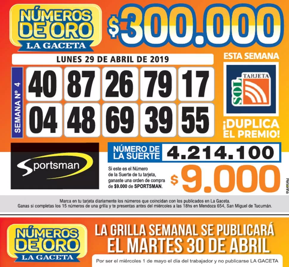 Los Números de Oro de LA GACETA