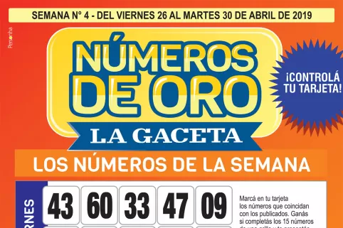 Controlá tu tarjeta: la grilla completa de los Números de Oro