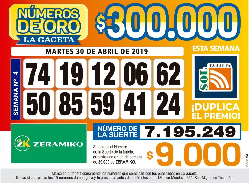 Los Números de Oro de LA GACETA