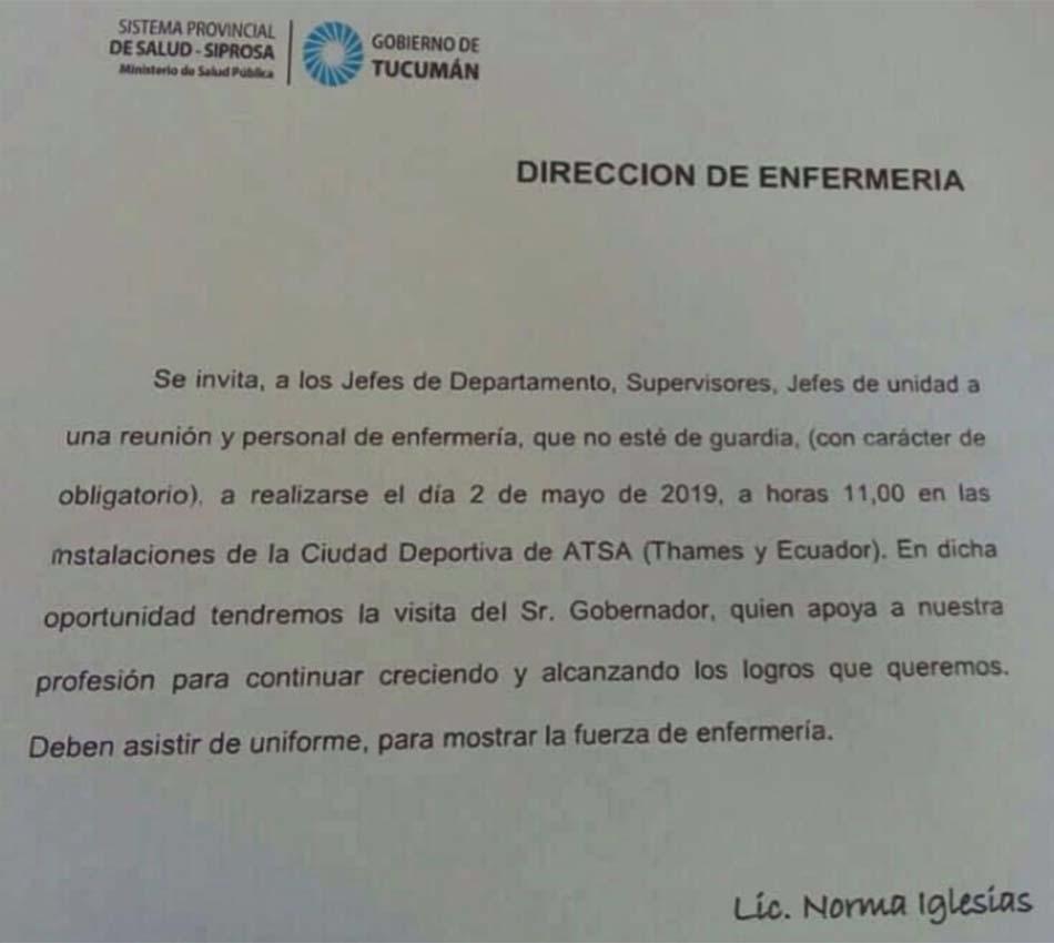 Obligan a funcionarios y empleados de Salud a participar de un acto político