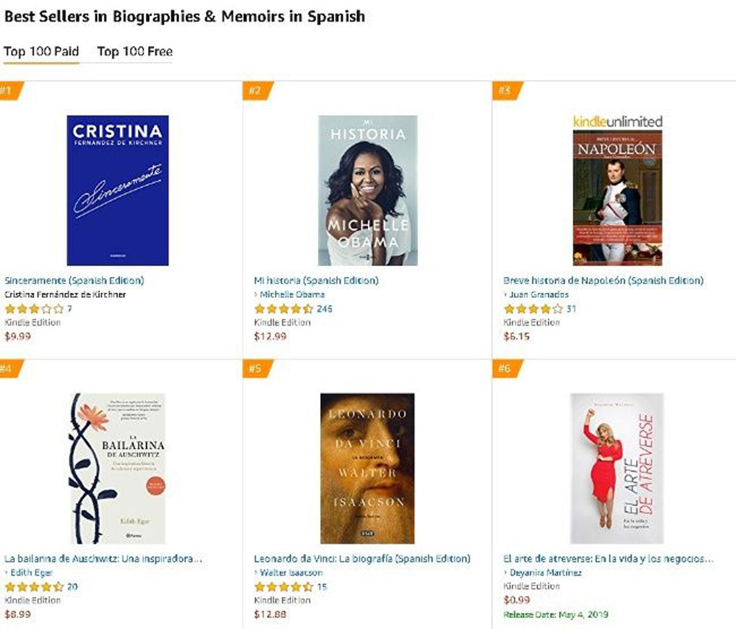 Sinceramente es best seller en Amazon y superó a Michelle Obama 