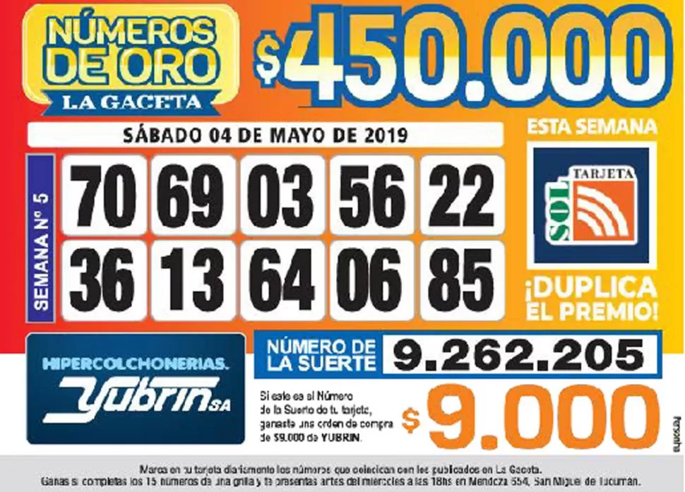 Los Números de Oro de LA GACETA