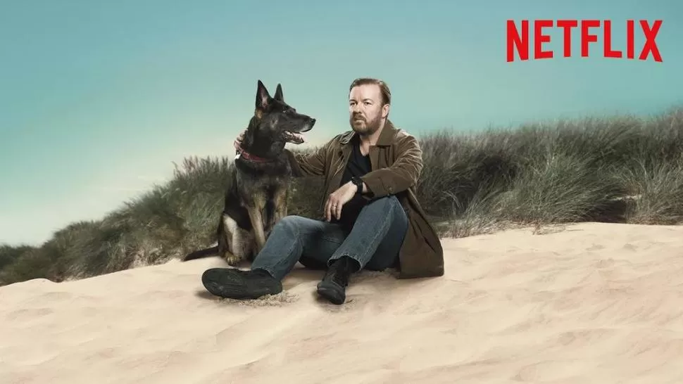 VÍNCULO ESPECIAL. La mascota de Tony (Ricky Gervais) lo retiene en la vida. 