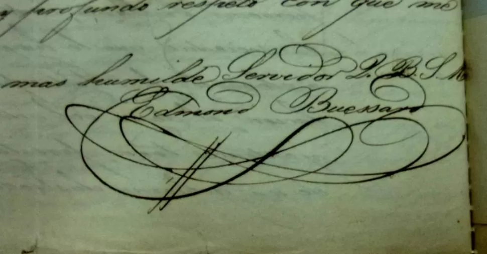 EDMOND BUESSARD. Firma del docente francés, director por breve tiempo del primer colegio tucumano, el San Miguel. 
