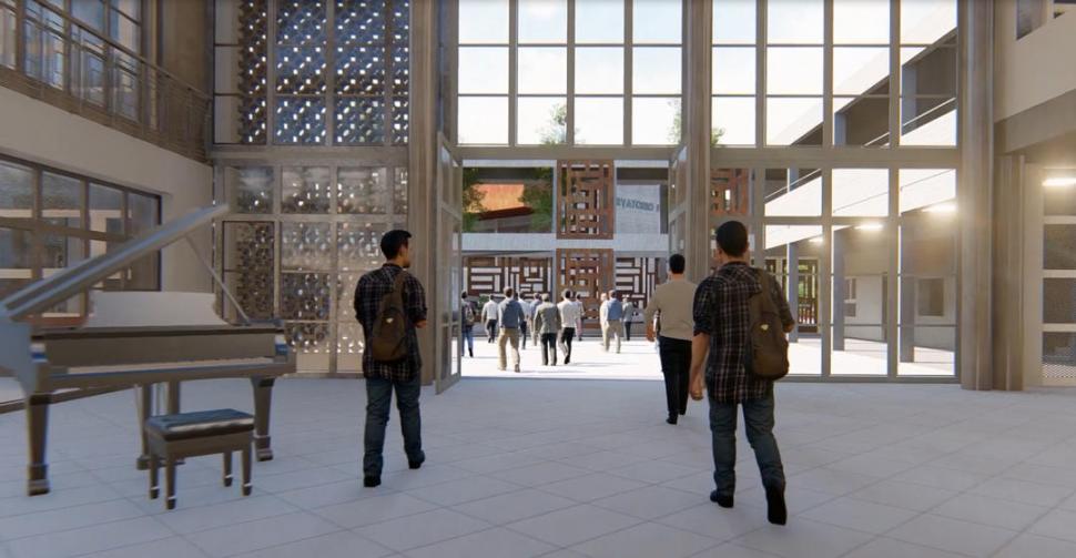 INTERIOR. Imagen proyectual del patio interno del Conservatorio.