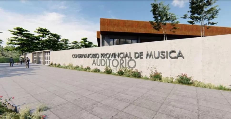 ENTRADA. Imagen proyectual de cómo quedará la fachada del Conservatorio: el predio estará cercado. 