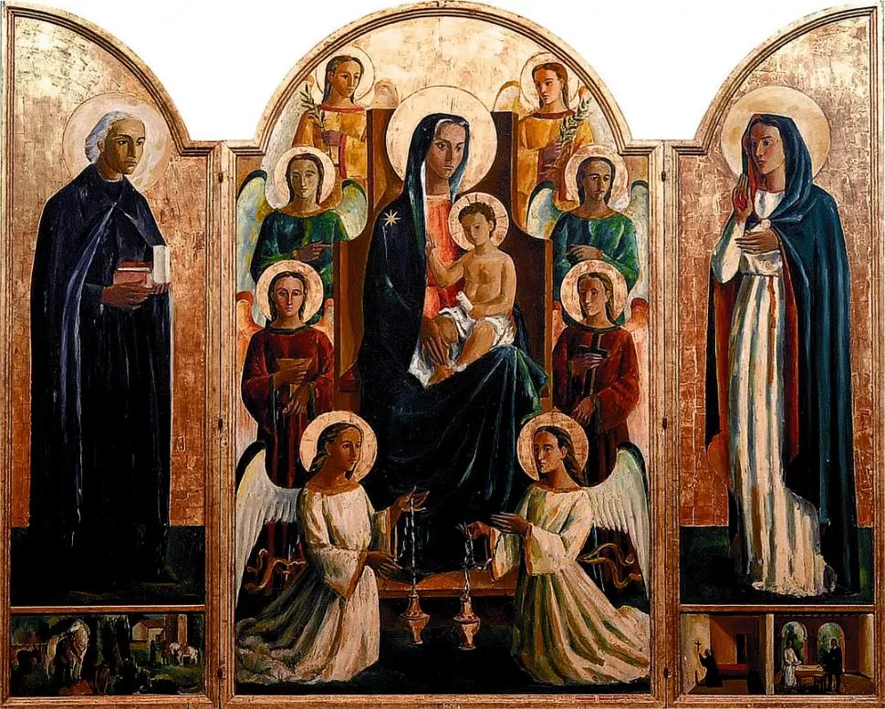 EN LA CAPILLA DEL COTTOLENGO. Magnífico tríptico pintado expresamente por Guillermo Buitrago. 