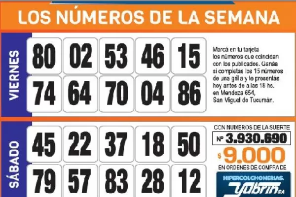 Controlá tu tarjeta: la grilla completa de los Números de Oro