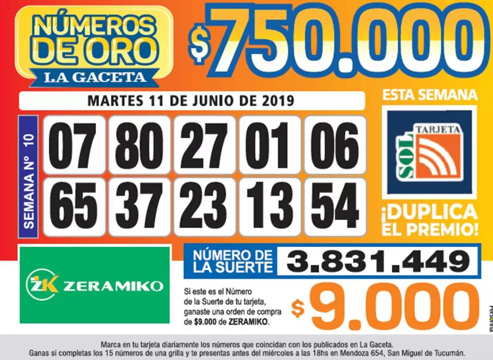 Los Números de Oro de LA GACETA