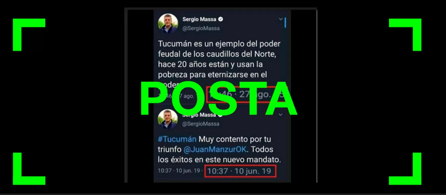 Son verdaderos los tuits de Massa sobre el triunfo de Manzur que circulan por redes