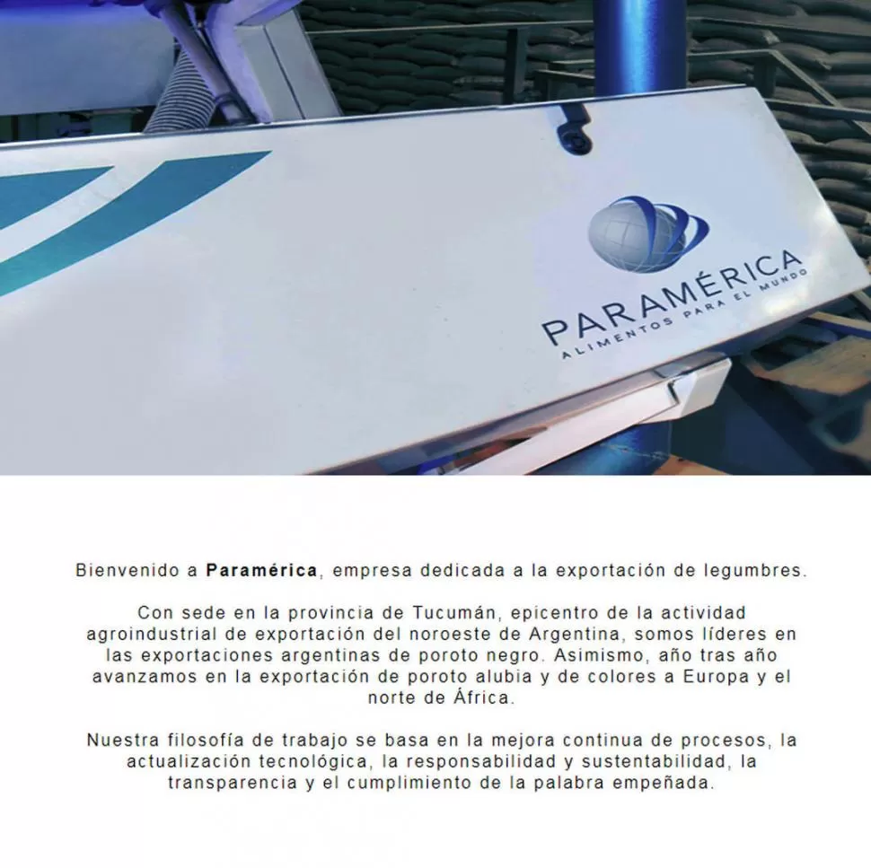 PRESENTACIÓN. Captura de pantalla del “home” de paramerica.com.ar 