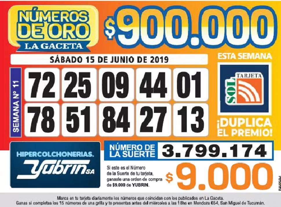 Los Números de Oro de LA GACETA