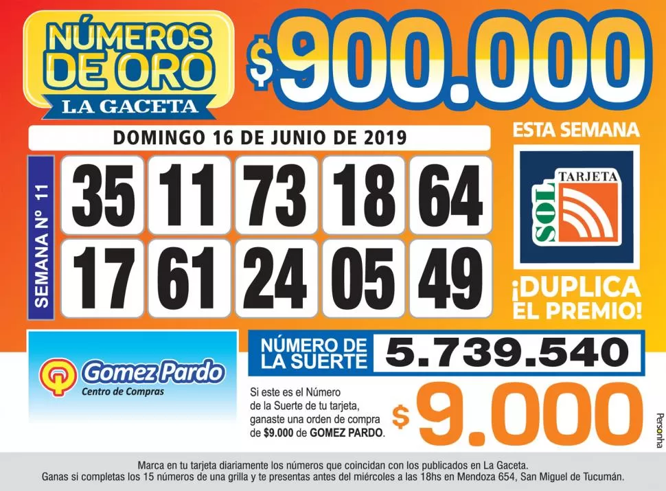 Los Números de Oro de LA GACETA