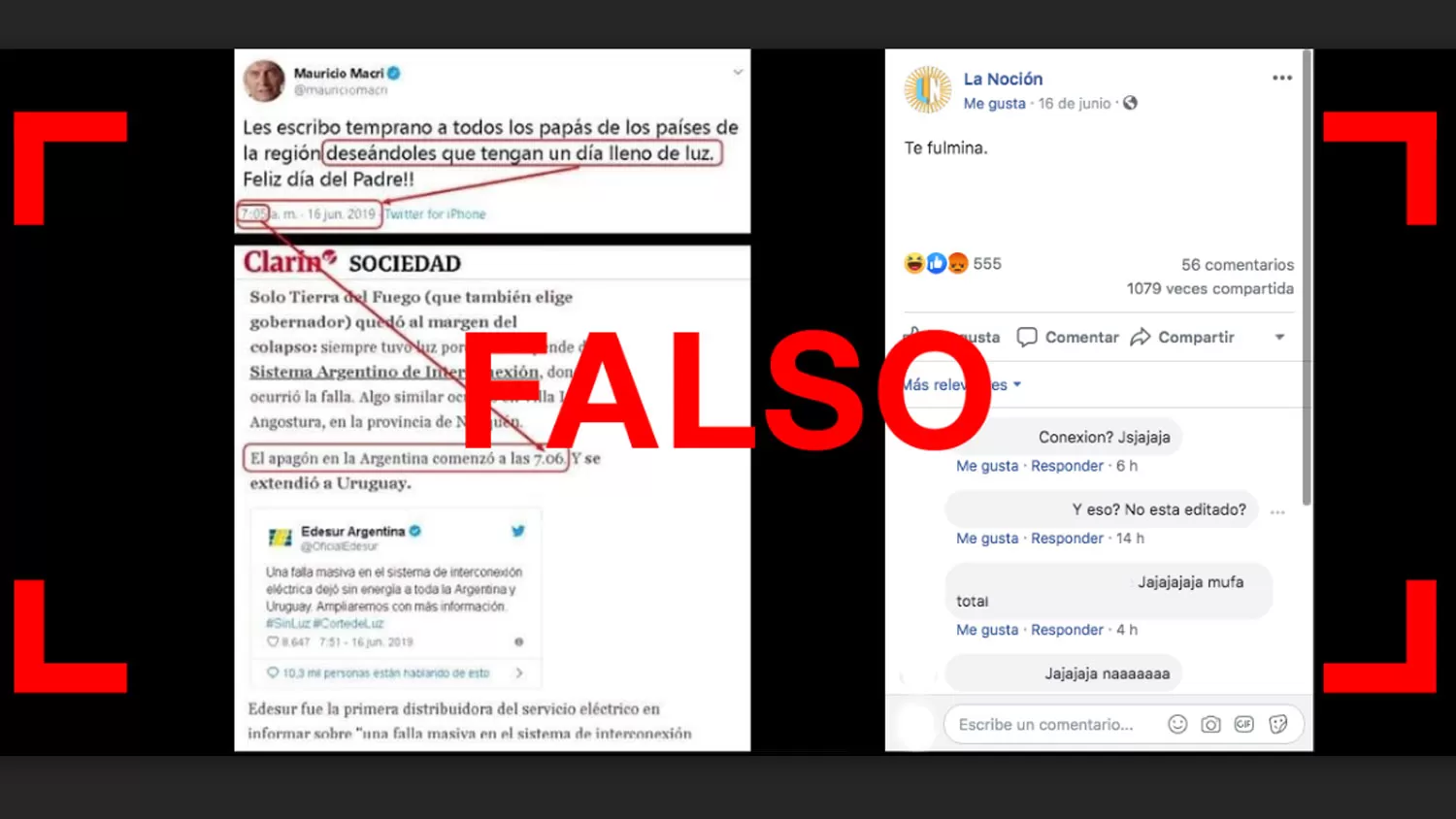 Es falso el tuit de Macri por el Día del Padre un minuto antes del apagón