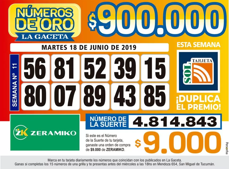 Los Números de Oro de LA GACETA