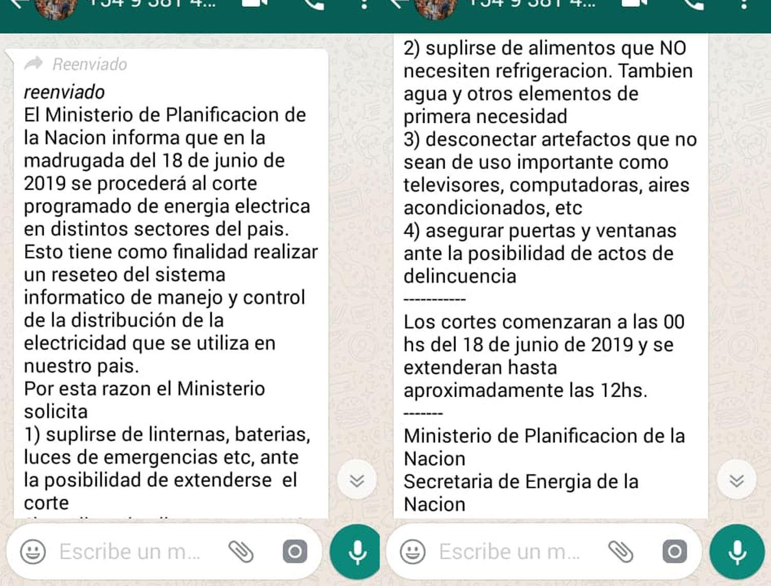 Tené en cuenta: es falso que hoy habrá un nuevo apagón a nivel nacional