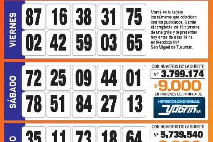 Controlá tu tarjeta: la grilla completa de los Números de Oro