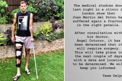 Del Potro se rompió la rótula y estará seis meses sin jugar