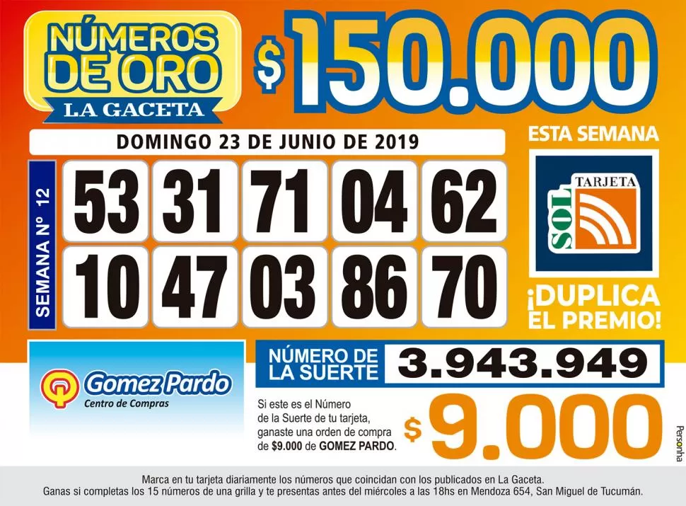 Los Números de Oro de LA GACETA