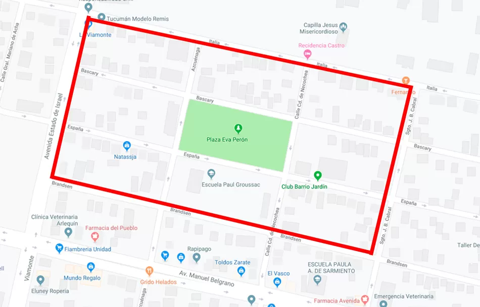 El cuadrante con fallas, según informó Obras Públicas de la Municipalidad