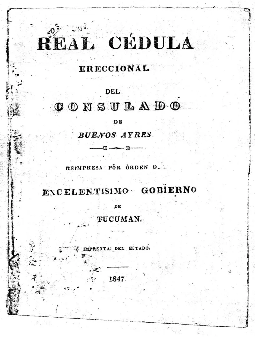 FOLLETO DE 23 PÁGINAS. Portada del impreso de 1847, realizado por orden del Gobierno de Tucumán. 