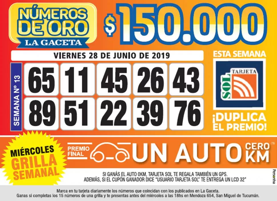 Los Números de Oro de LA GACETA