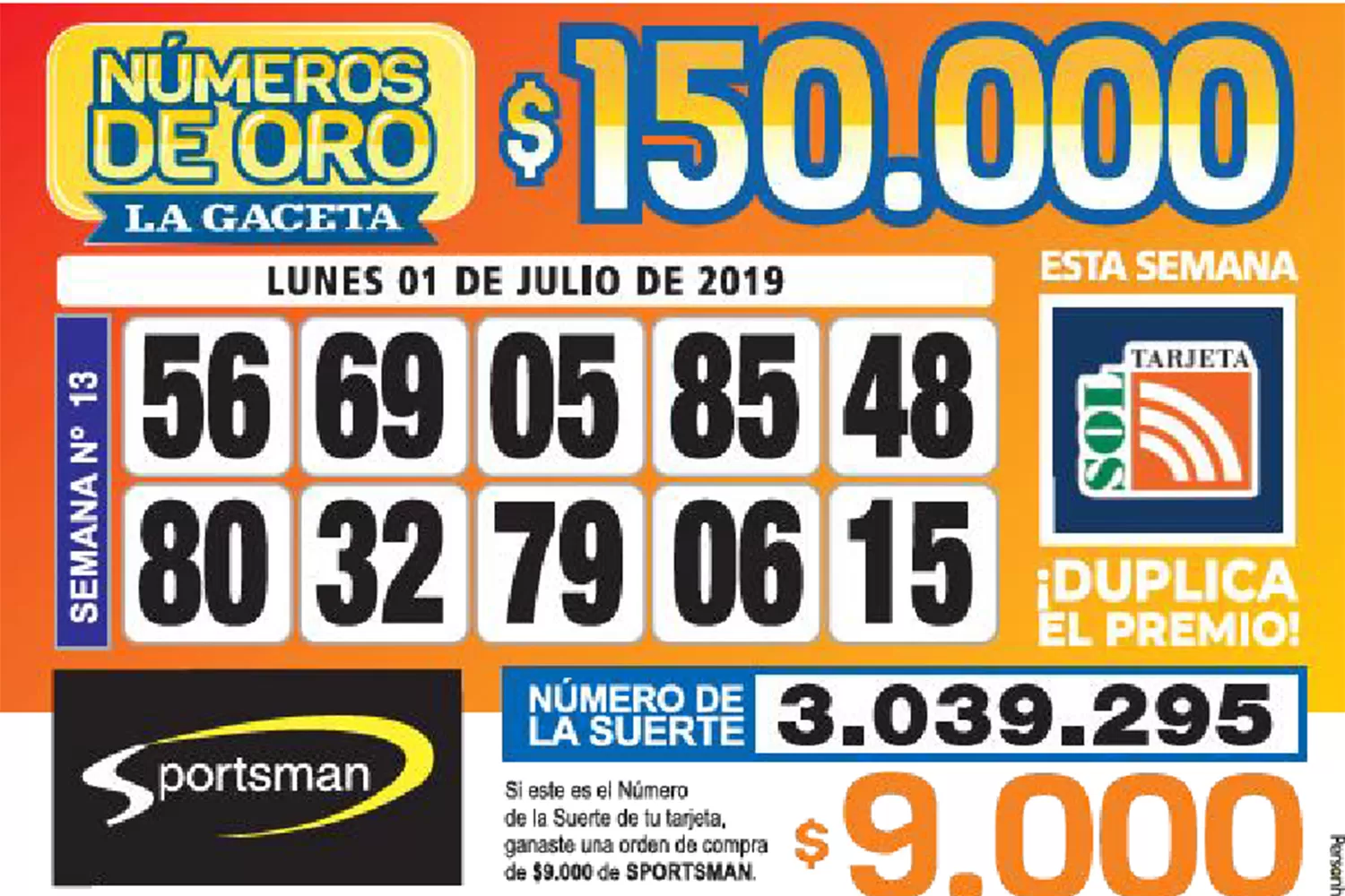 Los Números de Oro de LA GACETA