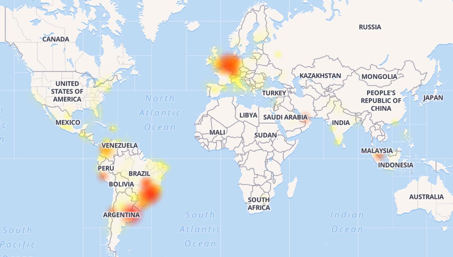 Mapa de los problemas experimentados por usuarios de Whatsapp