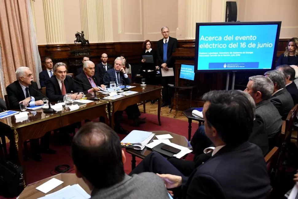 EXPLICACIONES EN EL CONGRESO. En el Senado, Lopetegui reveló la primera parte de la investigación del apagón de junio, y sus responsables. telam 