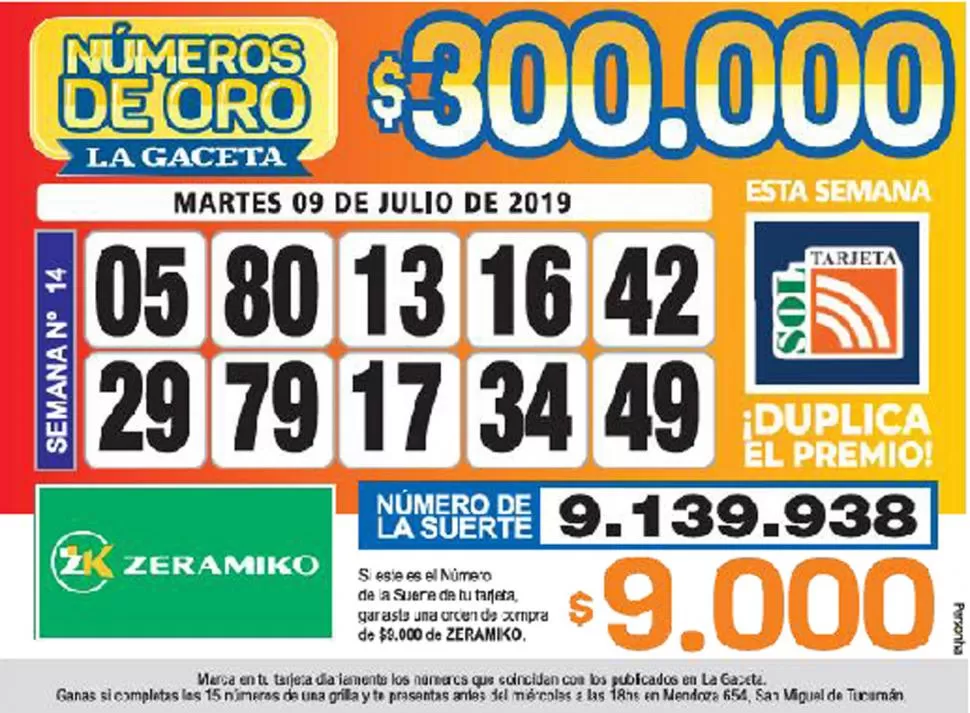 Los Números de Oro de LA GACETA